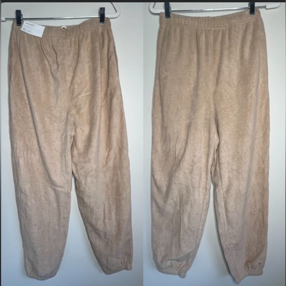 American Eagle Sherpa Baggy Jogger Tan Size XS - Picture 2 of 7